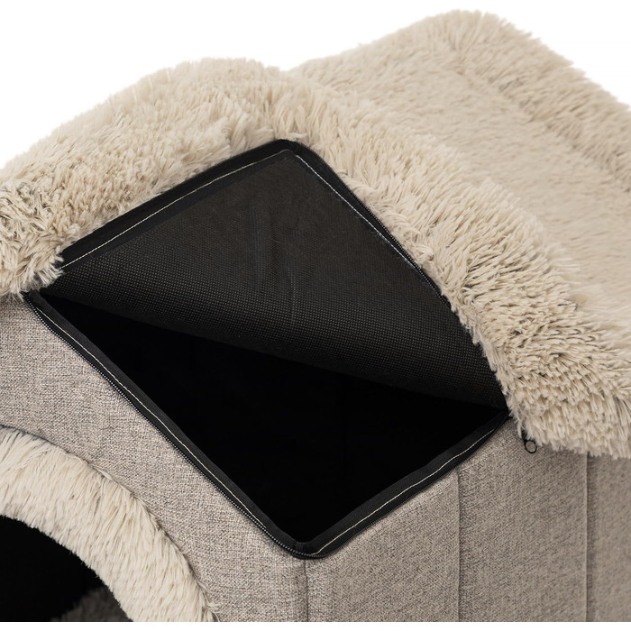 Будиночок для тварин: собачий/кітчий домік, м'яка печеринка, 55x60x60 см, капучино