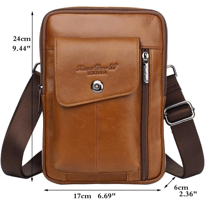 Шкіряна сумка через плече Crossbody для чоловіків та жінок, універсальна дорожня сумка (коричнева, #06)