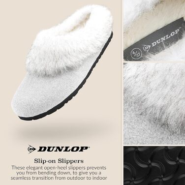 Тапочки жіночі Dunlop з плюшу, антиковзаюча підошва, 37-41 (38 EU), сірі