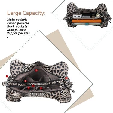 Сумка жіноча Angelkiss Hobo через плече, велика, повсякденна, коричнево-чорна в леопардовий принт