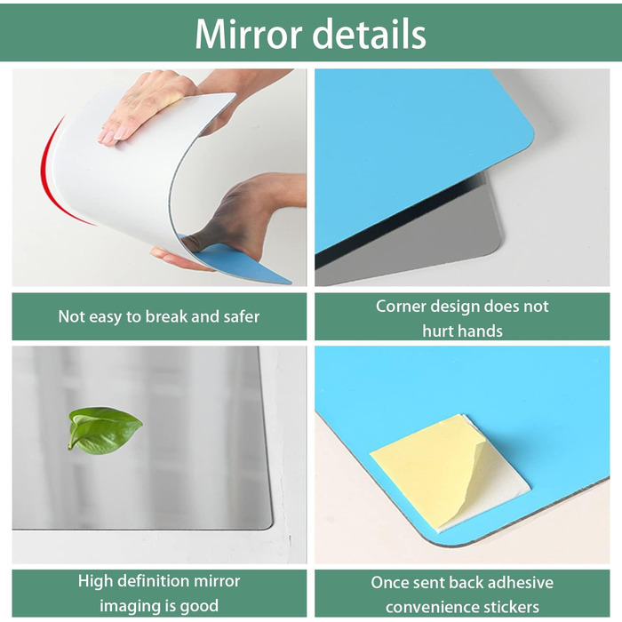 Дзеркальні плитки самоклеючі 40x30 см (2 шт.) - акрилові, для декору стін