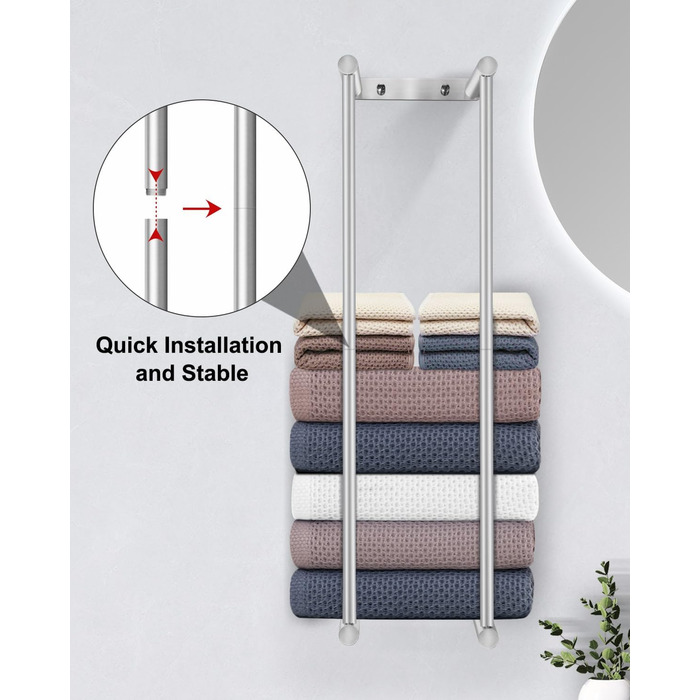 Стійка для рушників LIVEHITOP без свердління, 75 см, нержавіюча сталь, велика місткість, для ванної кімнати