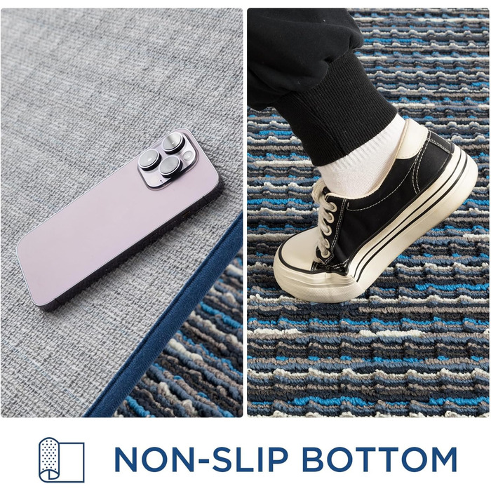 Килимок для дому 50x80 см, антиковзаючий, миючий, для входу, тераси, саду - блакитний