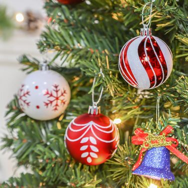 12 шт. прикраси на ялинку Shareconn 80 мм, кольорові пластикові кулі, для ялинки, святкування, вечірки (чорний & золотий, червоний & білий)