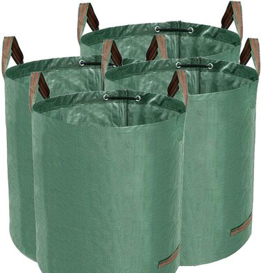 TerCasa Garden Sack 4-Pack, Waste Sack 272 L, Garden Waste Sack Height 76 cm, Ø 67 cm, Sack for garden waste made of tear-resistant polypropylene fabric, with reinforcing ring and 4 handles, green