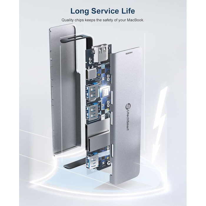 Док-станція USB C для MacBook та Windows, 3 монітори, Ethernet, 2 HDMI, VGA, PD3.0, SD/TF, 4 USB порти (UCN3317)