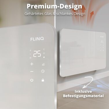 Розумний конвектор FlinQ Smart 2000W, електричний обігрівач з Wi-Fi керуванням, 96 x 46 x 13 см, білий