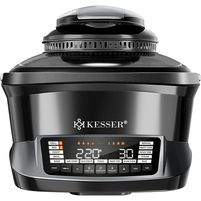 Мультиварка KESSER® 8л з фритюрницею та 16 програм - гриль, випічка, тушкування, приготування на пару, підтримка тепла, швидка обробка, рисоварка, йогуртниця (антрацит)
