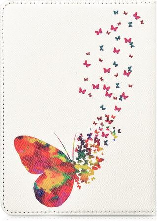 Чохол-книжка kwmobile для Tolino Vision 1/2/3/4 HD - Чохол для eReader з малюнком метеликів, рожево-білий