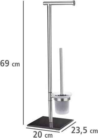 Підставка для рушників WENKO Lima, підлого типу, з полицями, з нержавіючої сталі, 41 x 79 x 20 см, срібно-чорний колір