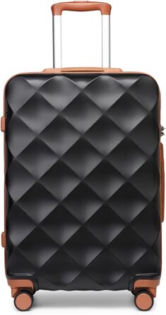 Чемодан British Traveller Mittelgroßer 64x43x26.5 см з ABS+PC, TSA-замок, 4 колеса (Чорний/Коричневий, M(64см 57л))