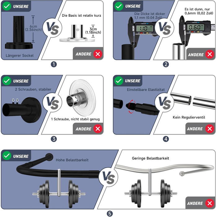 Штанга для душу U/L форми 75×(150-190)×75 см - 2 в 1 (для душу та ванни) з кільцями - Чорний колір