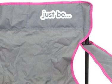 Кемпінговий стілець складаний з підлокітниками та підсклянником, сірий/рожевий