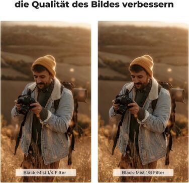 Фільтри K&F Concept Black Mist 1/4 та 1/8, 67mm, Black Promist Filtersets, Nano-Klear (Ефектний фільтр дифузії)