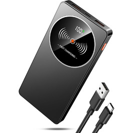 Портативний зарядний пристрій Power Bank Klein 10000mAh з USB-C, 3 порти, сумісний з iPhone та Android (Чорний)