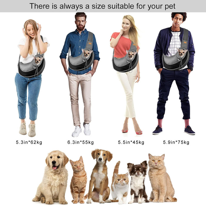 Сумка-кенгуру для собак і котів Cuby: чорна, S, з регульованим ременем, сітчаста, з застібкою-блискавкою та гачком