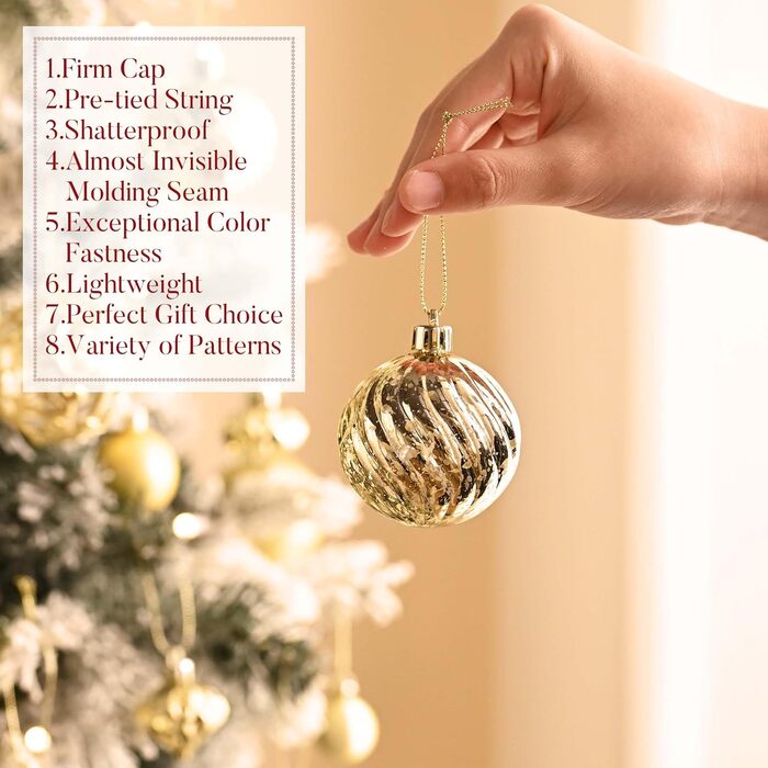 100 шт. новорічні кулі Valery Madelyn (золоті) з подарунковим набором – прикраси для ялинки