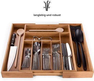 Органайзер для столових приборів Blumtal з бамбука, розсувний, 9 відділень, для кухонних шухляд