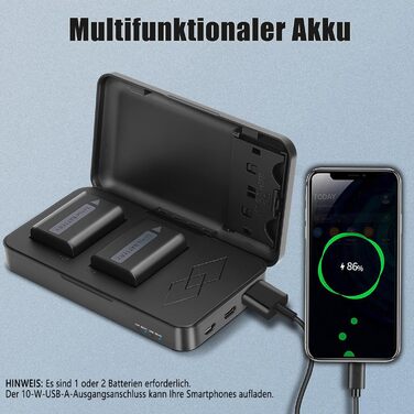 Запасний акумулятор JYJZPB NP-FW50 (2 x 1300mAh) з USB зарядним пристроєм та слотом для SD-картки для камер Sony Alpha A6000 A6300 A6400 A6500 ZV-E10 A7 A7 II A7R II A7SII A5000 A5100 NEX