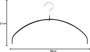 MAWA Clothes Hangers Light, Set of 20 space-saving and non-slip hangers, ideal for T-shirts, tops, and lightweight sweaters, with a 360° rotating hook and non-slip coating, 36 cm, Black