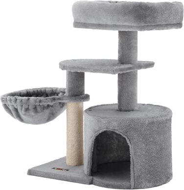 Feandrea Cat Tree, Small Cat Tree, Multi-Tiered, 68 cm, PCT59G (Light Grey)