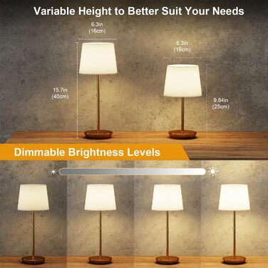 Бездротова настільна лампа з акумулятором 5000mAh, LED, сенсорне управління, RGB, з пультом, для спальні, вітальні, їдальні – (латунь)