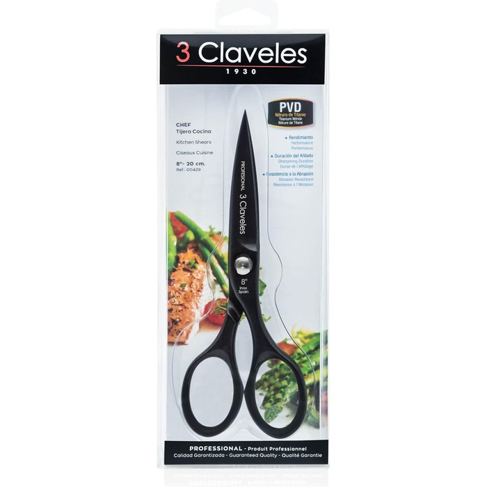 Кухонні ножиці 3 Claveles Chef 8'' з нержавіючої сталі, колір журавлина