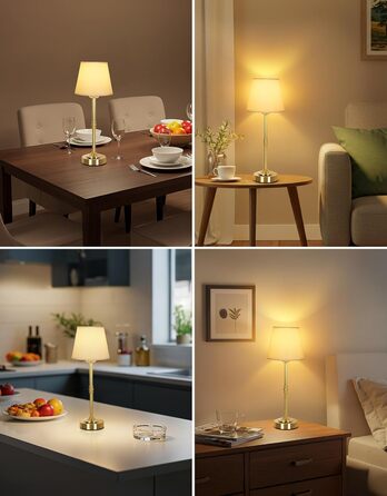 OUTON Настільна лампа 2 шт. Бездротова, диммер, 3 кольори світла, 4000mAh, USB-C, 60 годин роботи, акумуляторна, золота для спальні, вітальні, їдальні