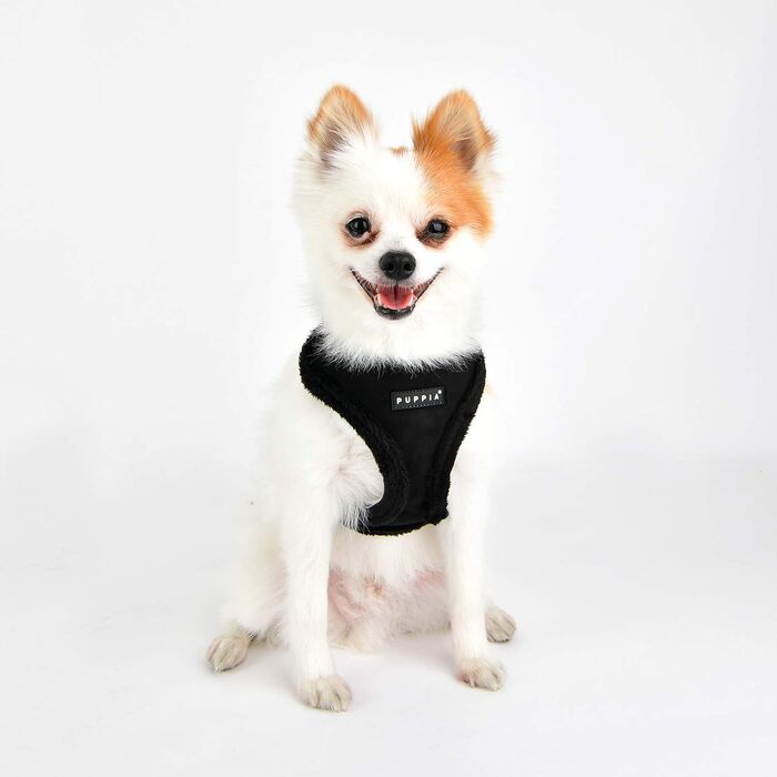 Шлейка для собак Puppia Terry Harness A, чорна, регульована, комфортна, розмір M (1 шт.)