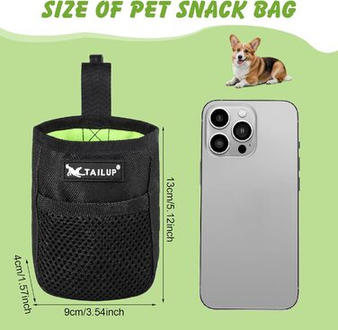 Ланжуе Лекерлібеутель: Сумка для ласощів для маленьких собак, чорна, з кліпсою для ременя, 600D Oxford, 2 шт.