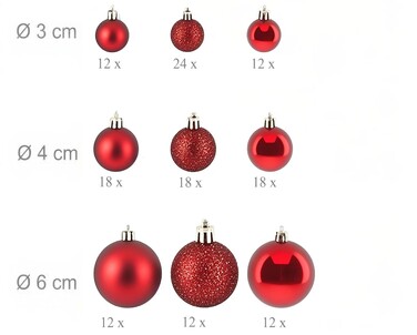 Relaxdays Set of 138 Christmas Baubles