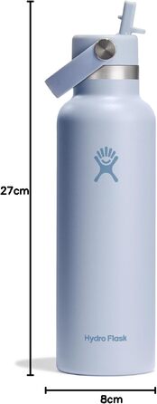Термопляшка Hydro Flask Standard Mouth 621 мл зі сталевим корпусом та кришкою-соломинкою, вакуумна ізоляція для напоїв (гарячі та холодні), герметична, колір Surf