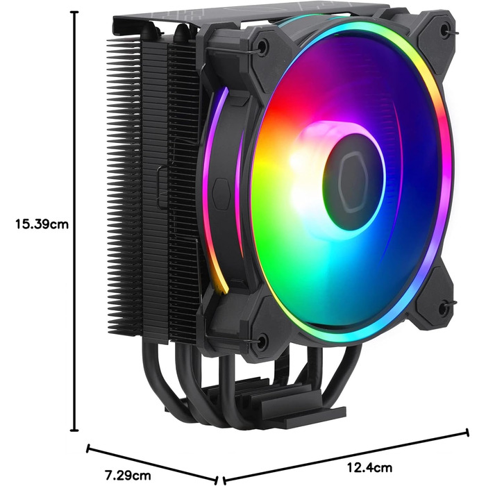Cooler Master Hyper 212 Halo: Кулер для CPU з RGB підсвічуванням, чорний, LGA1700 & AM5, 4 теплові трубки
