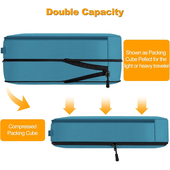 Органайзер для валізи, набір Packtaschen, Packing Cubes, 8 шт. (Білий, Синій)