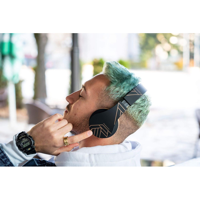 Бездротові навушники PowerLocus Over Ear Bluetooth з мікрофоном (Чорний/Коричневий)