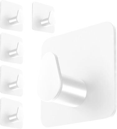 Набір гачків для рушників 4smile - 5 шт. для ванної кімнати, без свердління, самоклеючі, 3M, овальної форми, білий