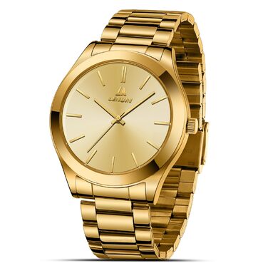 Годинник чоловічий LENQIN з нержавіючої сталі, аналоговий кварцовий годинник, водостійкий (30м), для бізнесу та повсякденного носіння, колір: золото