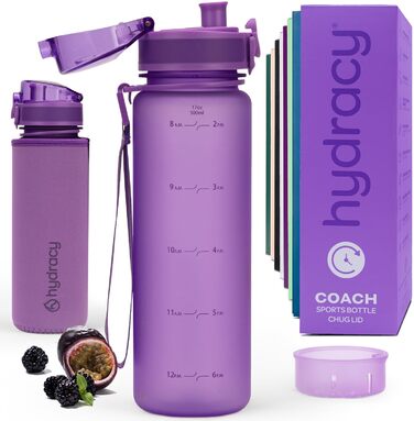 Пляшка для води Hydracy з фруктовою вставкою 500 мл, BPA-free, з міткою часу, спортивна, блакитна 
