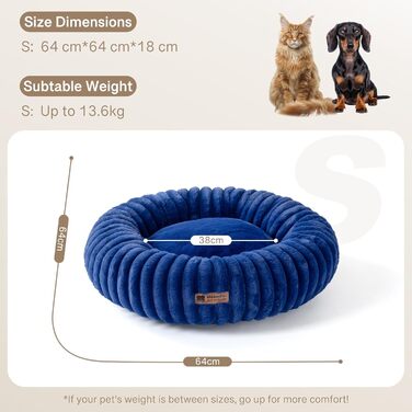 Кругле лежанка для собак MEWOOFUN, м'яке ліжко для маленьких собак та цуценят, 64x64x18 см, колір морський блакитний