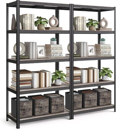 SONGMICS Industrial 5-Tier Shelf Unit - Greige & Black (50x100x200 cm)