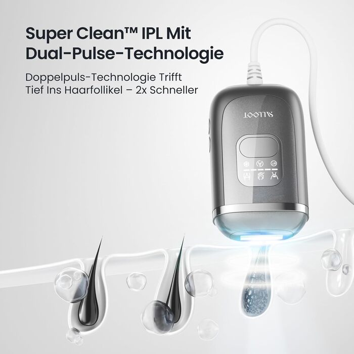 Пристрій для епіляції IPL 22J для жінок, 78W з охолодженням сапфіром 4°C, безболійна та постійна епіляція вдома, для бікіні, обличчя, пахв, легкий та потужний для подорожей (чорний)