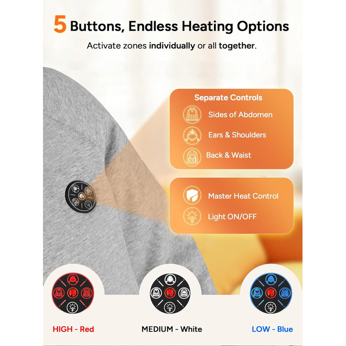 Обогріваючий жилет Dr.Prepare для чоловіків та жінок. Електричний жилет з регулюванням температури, унісекс. Ідеально для активного відпочинку, спорту та подорожей. (XXL, Сірий)