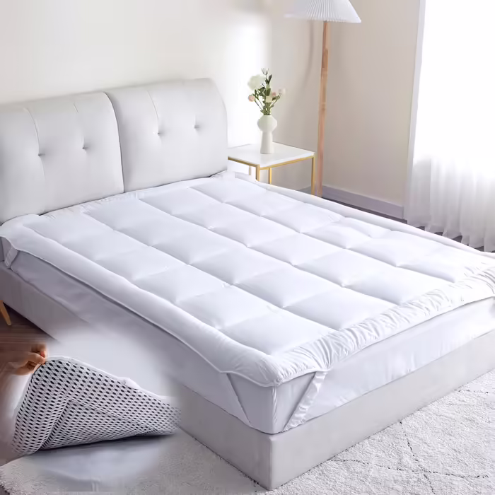 Threads For Bed® Breathable Mattress Topper/Fitted Sheet 120x200 made from cotton fabric, Washable mattress topper for comfort & keeping away dirt, Mattress protector for mattresses & box spring beds