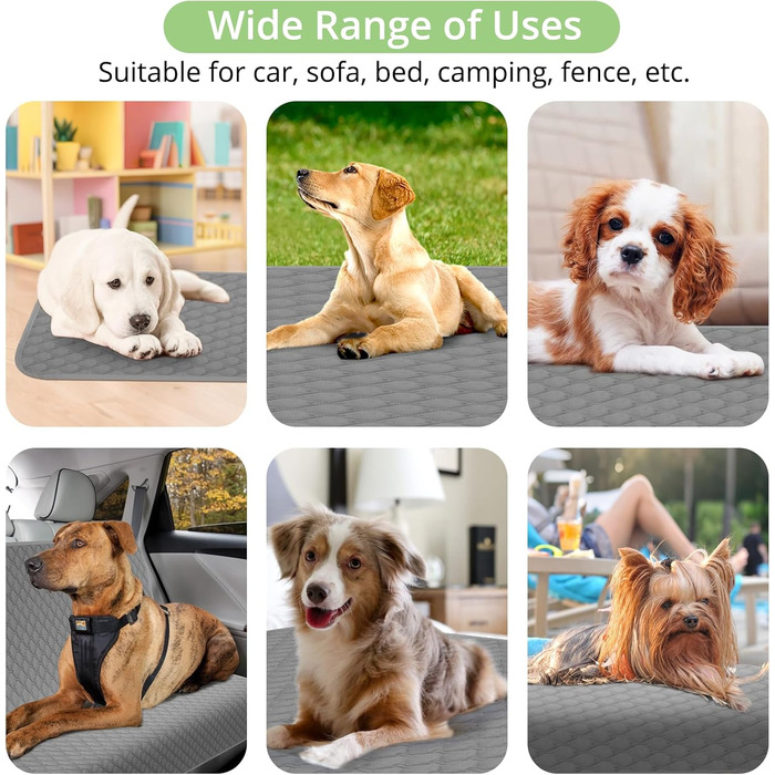 Водонепроникний килимок для собак, килимок для котів, неслизький, міцний, для захисту дивану, ліжка, автокрісла, можна прати в пральній машині (172 x 208 см, темно-сірий)