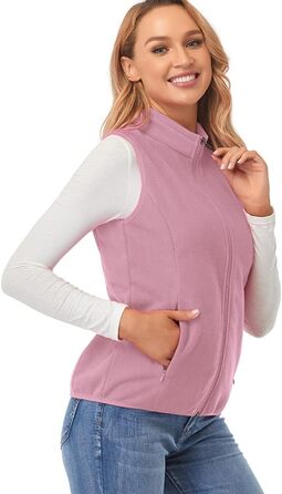 Жіноча флісова жилетка Fuinloth, легка, без рукавів, зі стійким коміром та кишенями на блискавці, хакі (3XL, Рожевий)