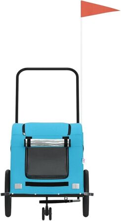 Фургон для собак VidaXL - блакитний, до 30 кг, з прапором та відбивачами, Oxford-Gewebe, 63.5 x 124.5 x 66 см