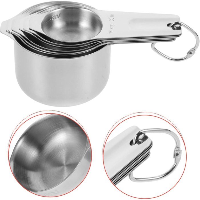 Cieeo 2-piece measuring cup and spice set. Large measuring cup, easy to use, schnapps cup, gold ladle, measuring cup for measuring, teacup, stainless steel, silver.