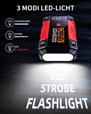 Портативний пусковий блок StarThilfe Powerbank для автомобіля, 6000A, 12V, для бензинових та дизельних двигунів до 10L, з LED ліхтариком