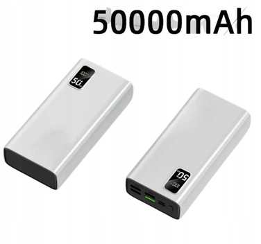 Потужний павербанк Hinne HE34B 50000 mAh, 22.5W, білий, з LED-індикатором