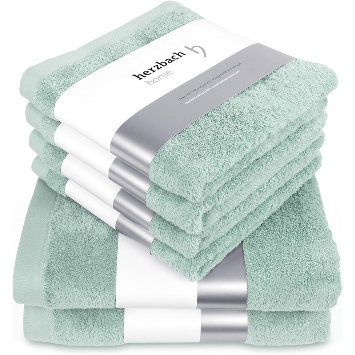 Herzbach Home Towel Set 100% Cotton - soft & absorbent - Mint